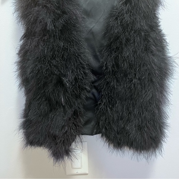 Club Monaco Black Marabou Feather Vest Size Small - Picture 4 of 16